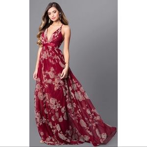 Long Floral-Print Formal Dress, with two slits on the sides to show some legs!